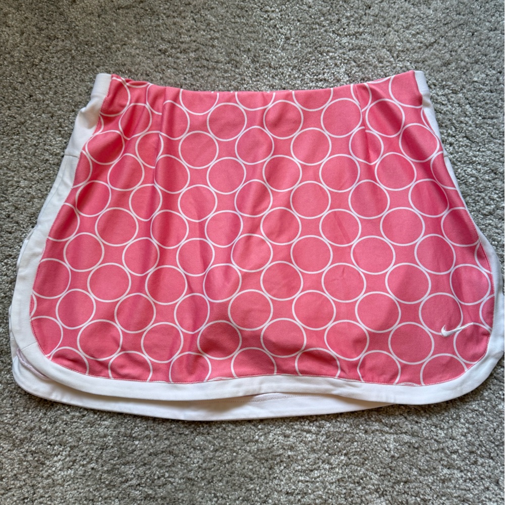 Nike Dri-Fit Pink and White Circle Tennis Skirt